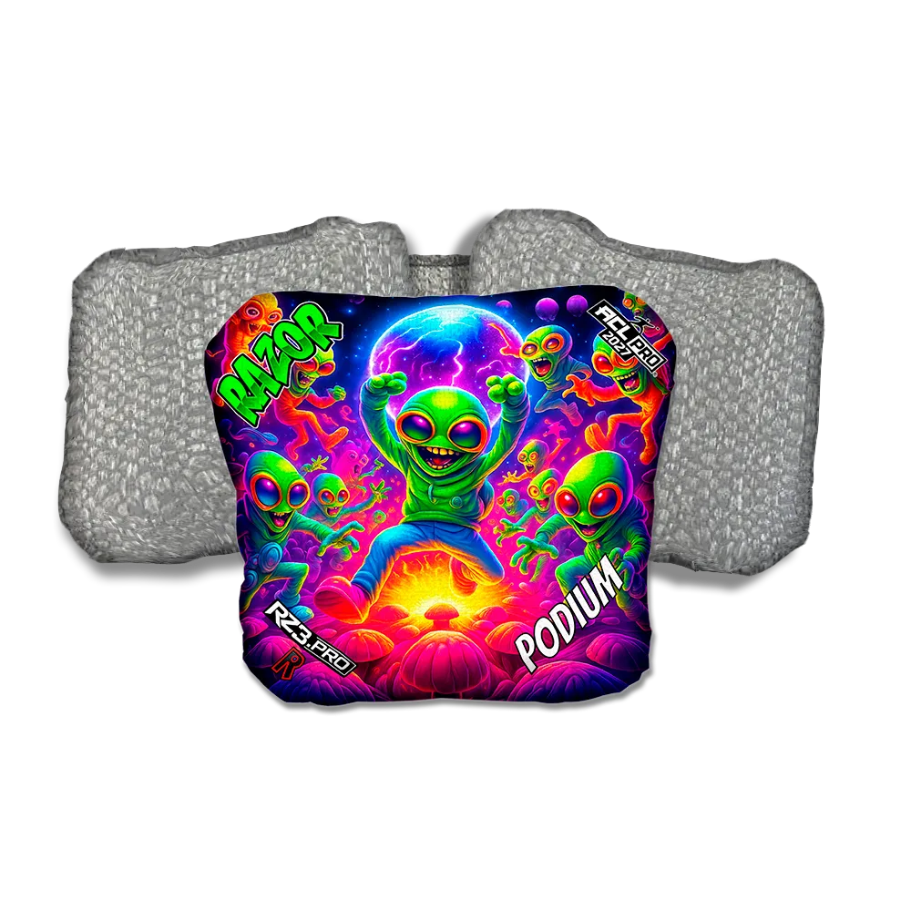 Podium Alien Dance Party ACL PRO Razor Cornhole Bags Silver Back Cornhole Bags