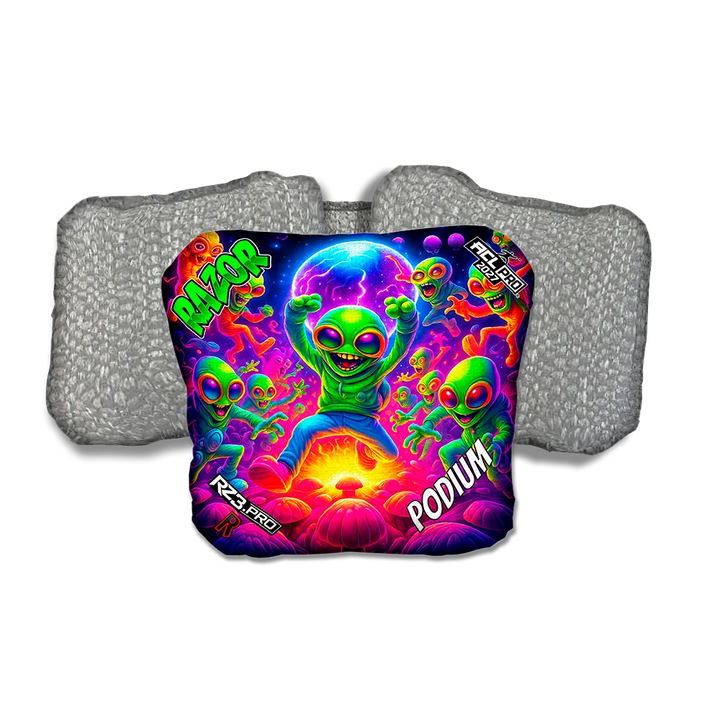 Podium Alien Dance Party ACL PRO Razor Cornhole Bags Silver Back Cornhole Bags
