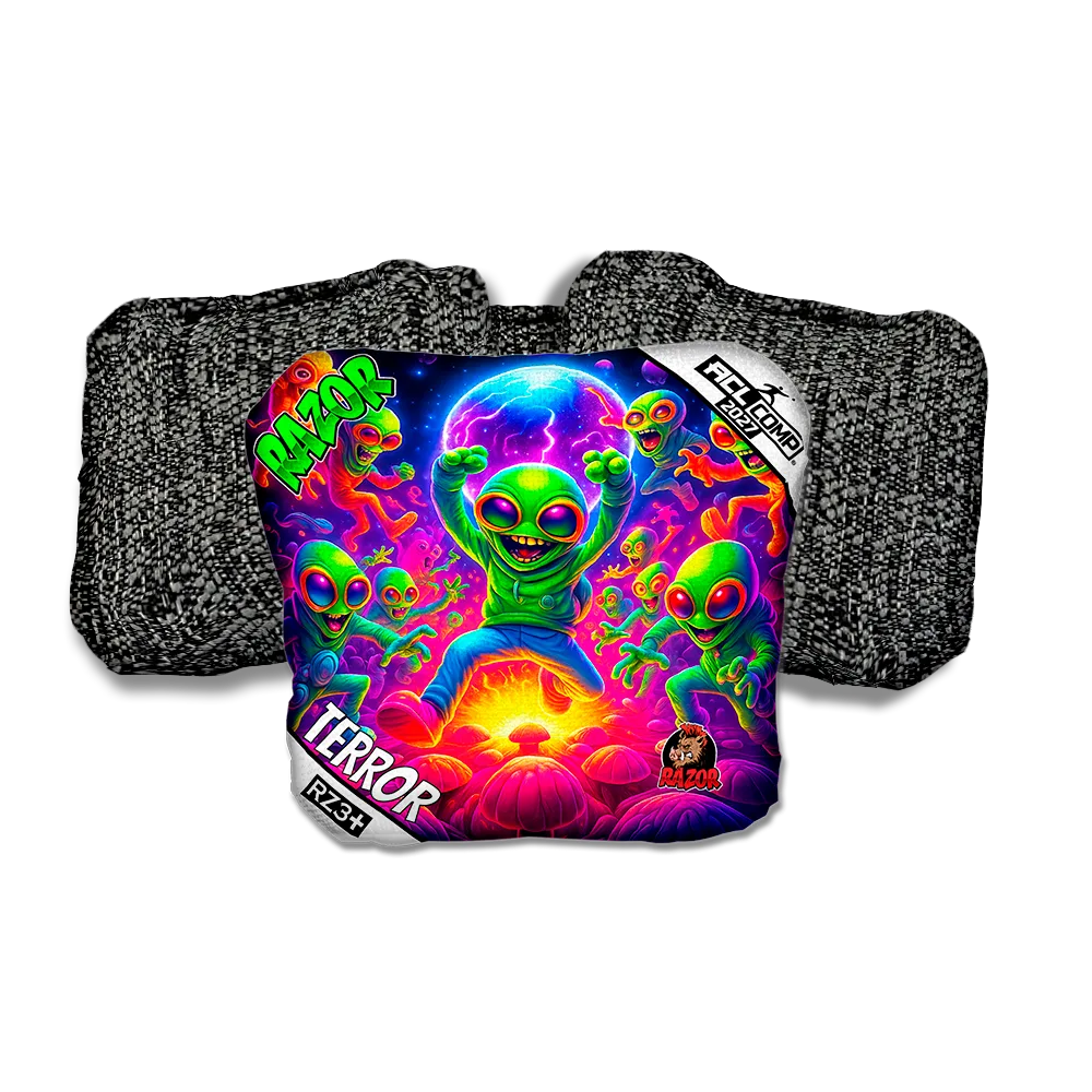 Terror COMP Alien Dance Party Black Back Cornhole Bags
