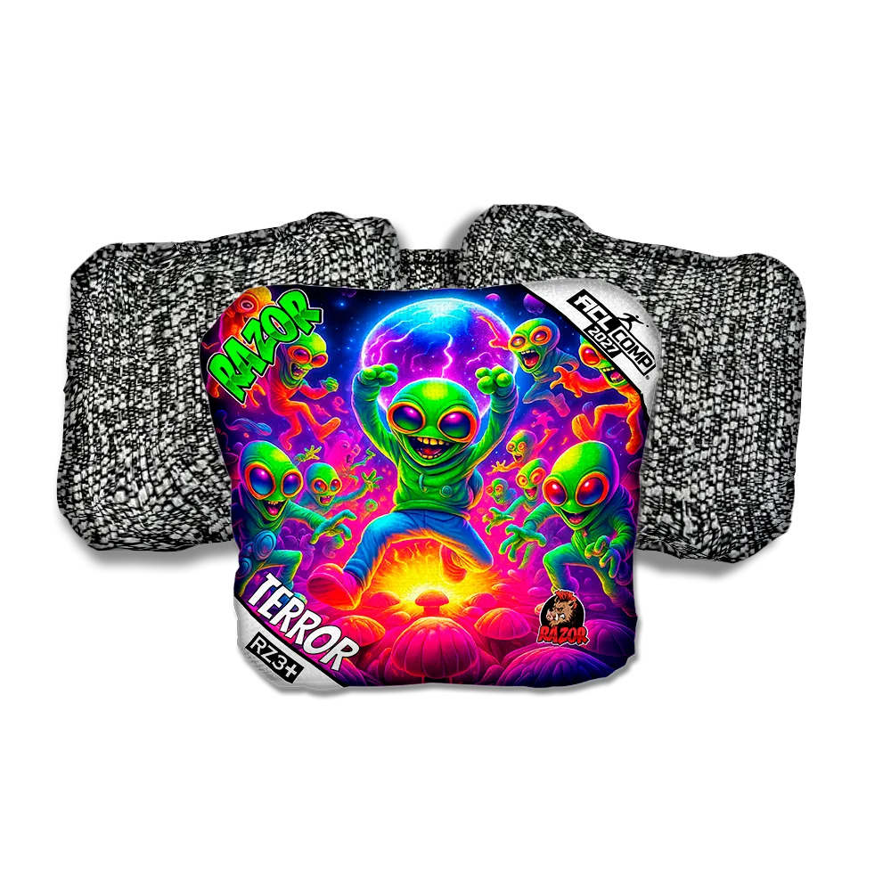 Terror COMP Alien Dance Party Salt Pepper Back Cornhole Bags