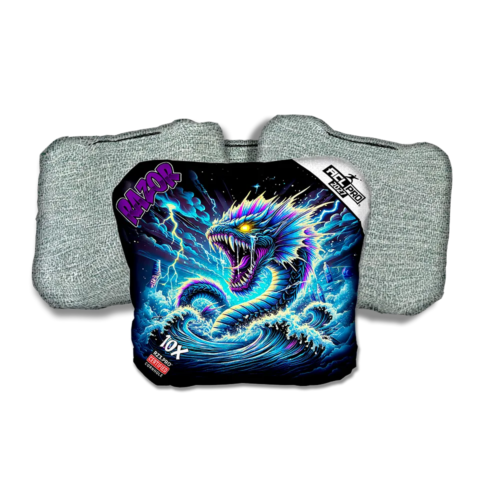 10 X PRO Dark Current Purple Series Light Back Cornhole Bags
