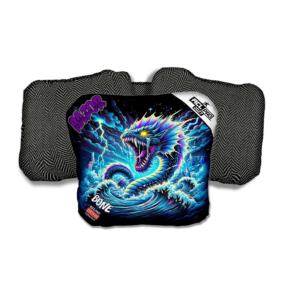 Bone PRO Dark Current Purple Series Black Back Cornhole Bags