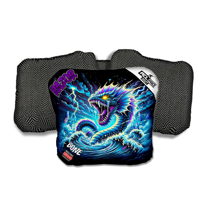 Bone PRO Dark Current Purple Series Black Back Cornhole Bags