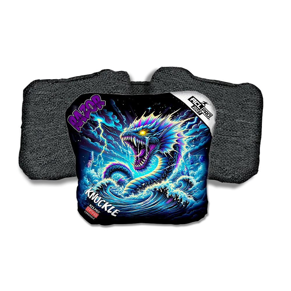 Knuckle PRO Dark Current Purple Series Black Back Cornhole Bags