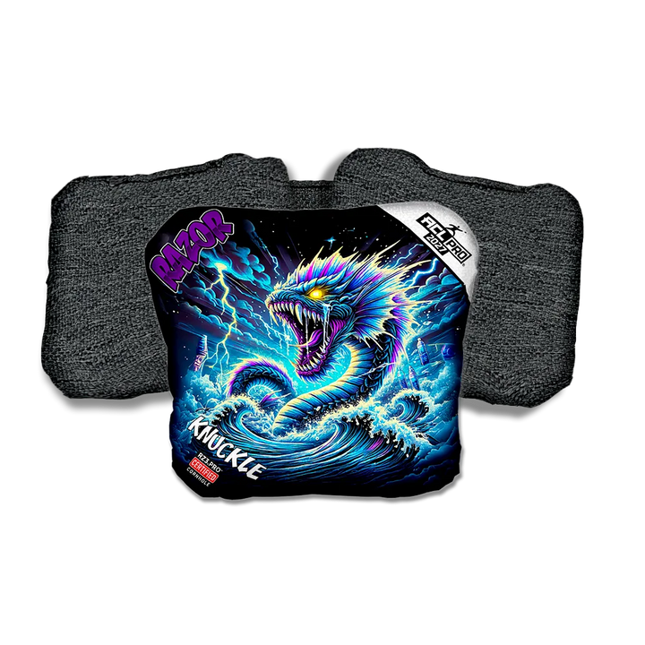Knuckle PRO Dark Current Purple Series Black Back Cornhole Bags