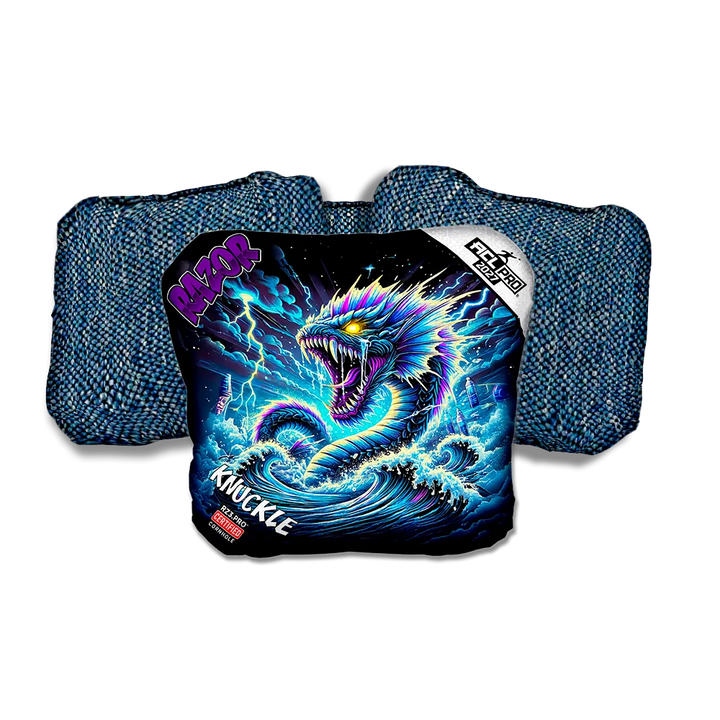 Knuckle PRO Dark Current Purple Series Blue Back Cornhole Bags