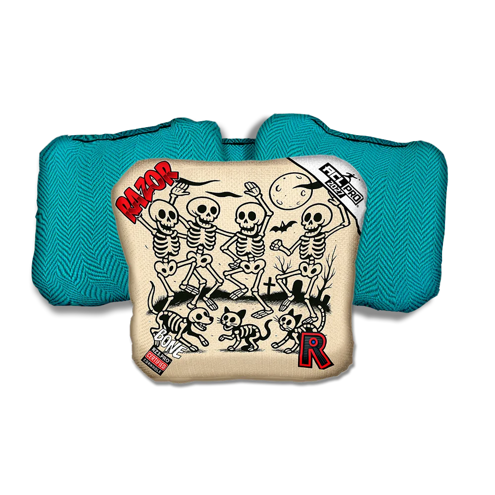 Bone PRO Dem Bones Teal Back Cornhole Bags