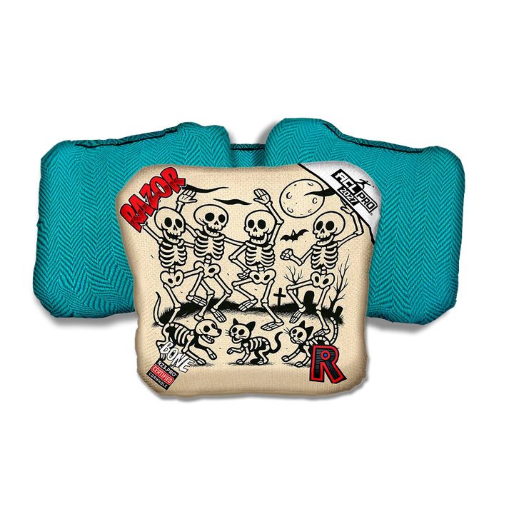 Bone PRO Dem Bones Teal Back Cornhole Bags