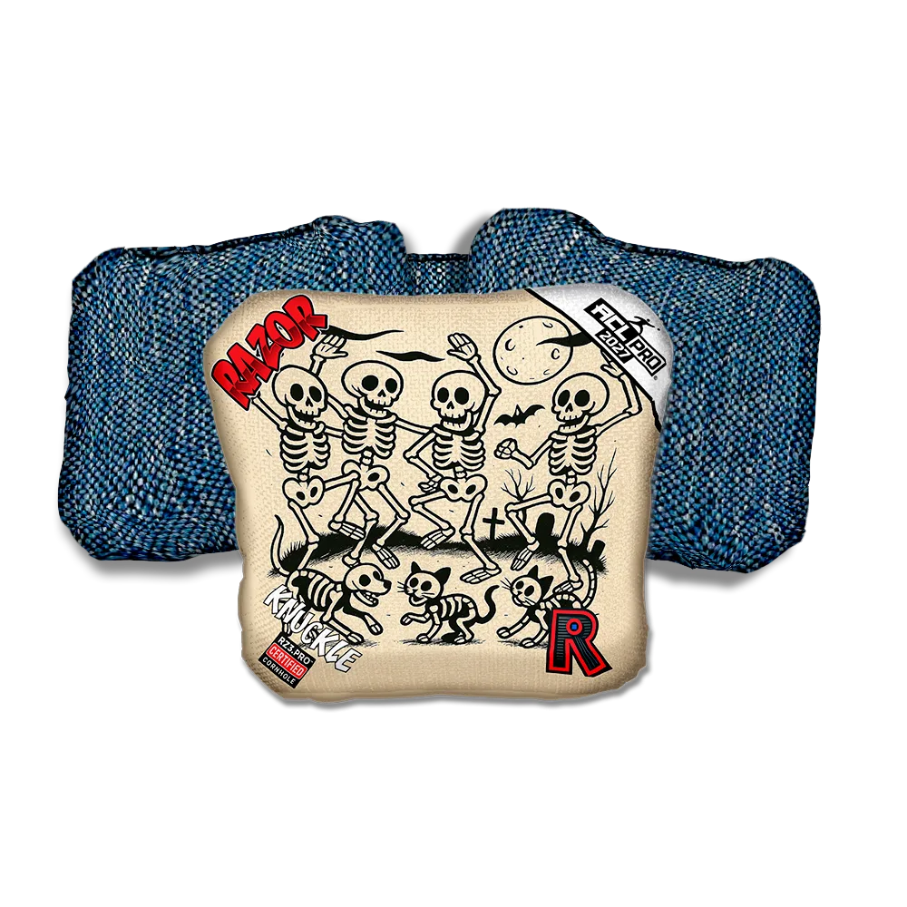 Knuckle PRO Dem Bones Blue Back Cornhole Bags