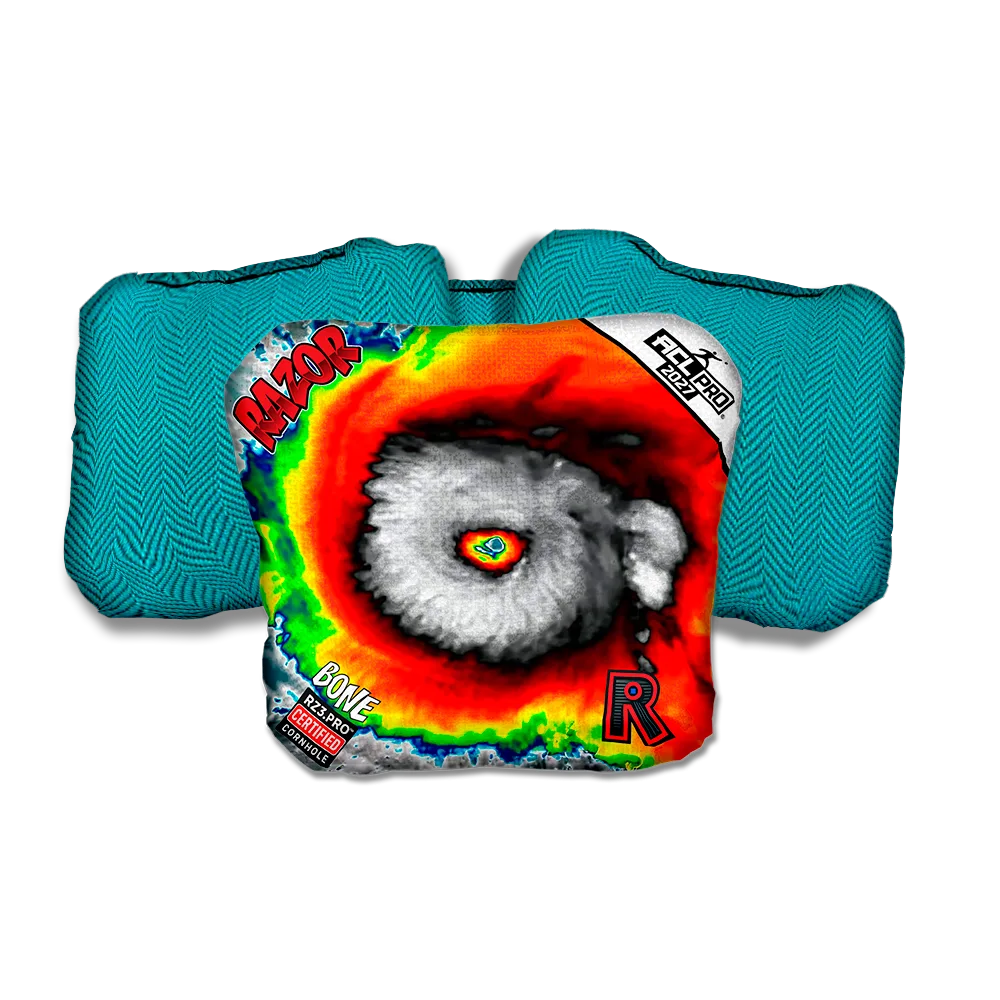 Bone PRO Down Burst Teal Back Cornhole Bags