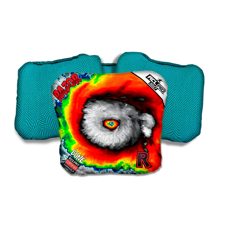 Bone PRO Down Burst Teal Back Cornhole Bags