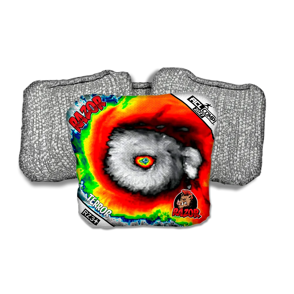 Terror COMP Down Burst Silver Back Cornhole Bags