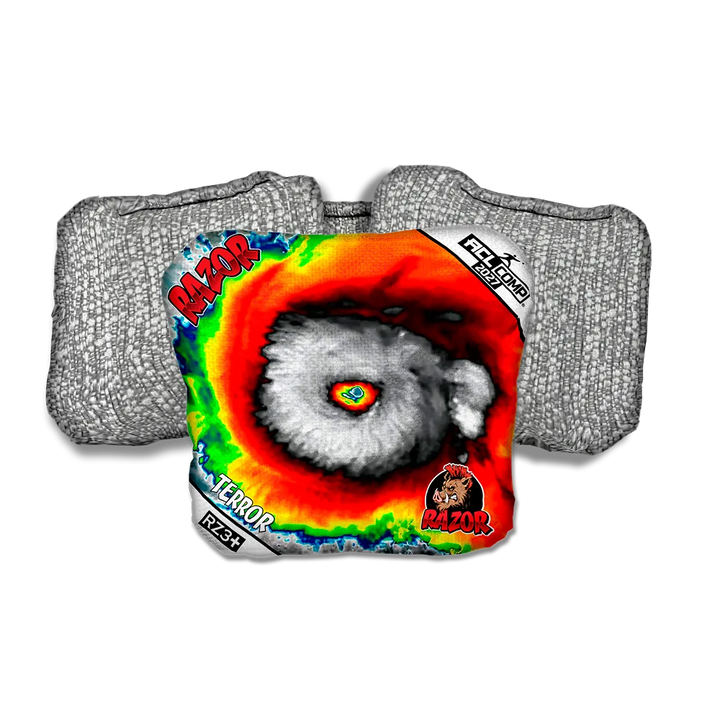 Terror COMP Down Burst Silver Back Cornhole Bags