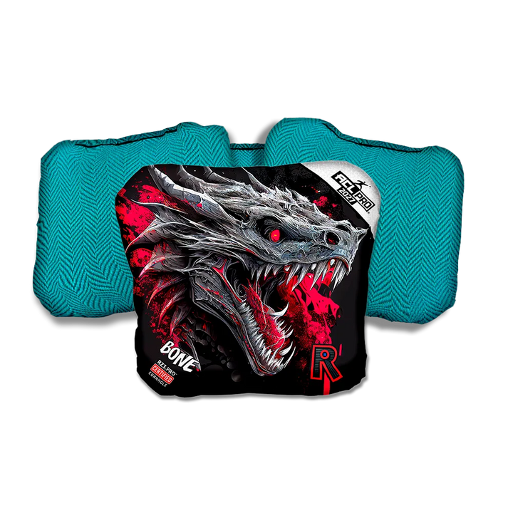 Bone PRO Dragon Black Series Teal Back Cornhole Bags
