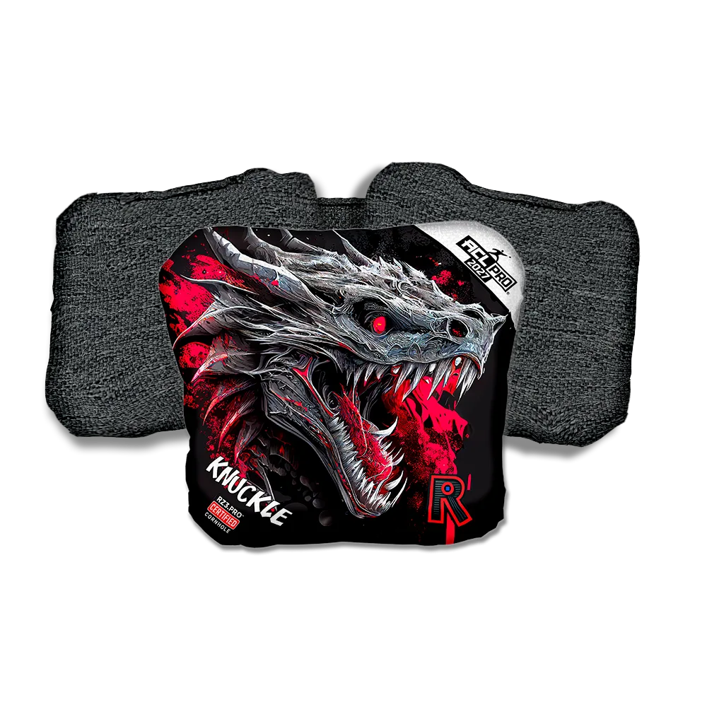 Knuckle PRO Dragon Black Series Black Back Cornhole Bags