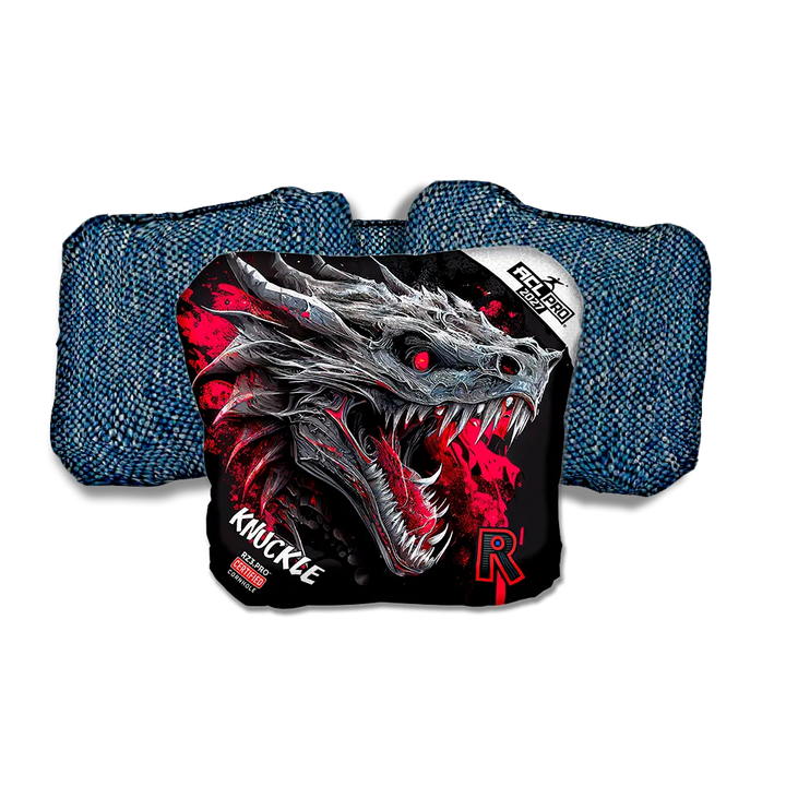 Knuckle PRO Dragon Black Series Blue Back Cornhole Bags
