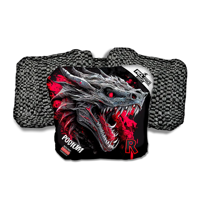 Podium PRO Dragon Black Series Black Back Cornhole Bags