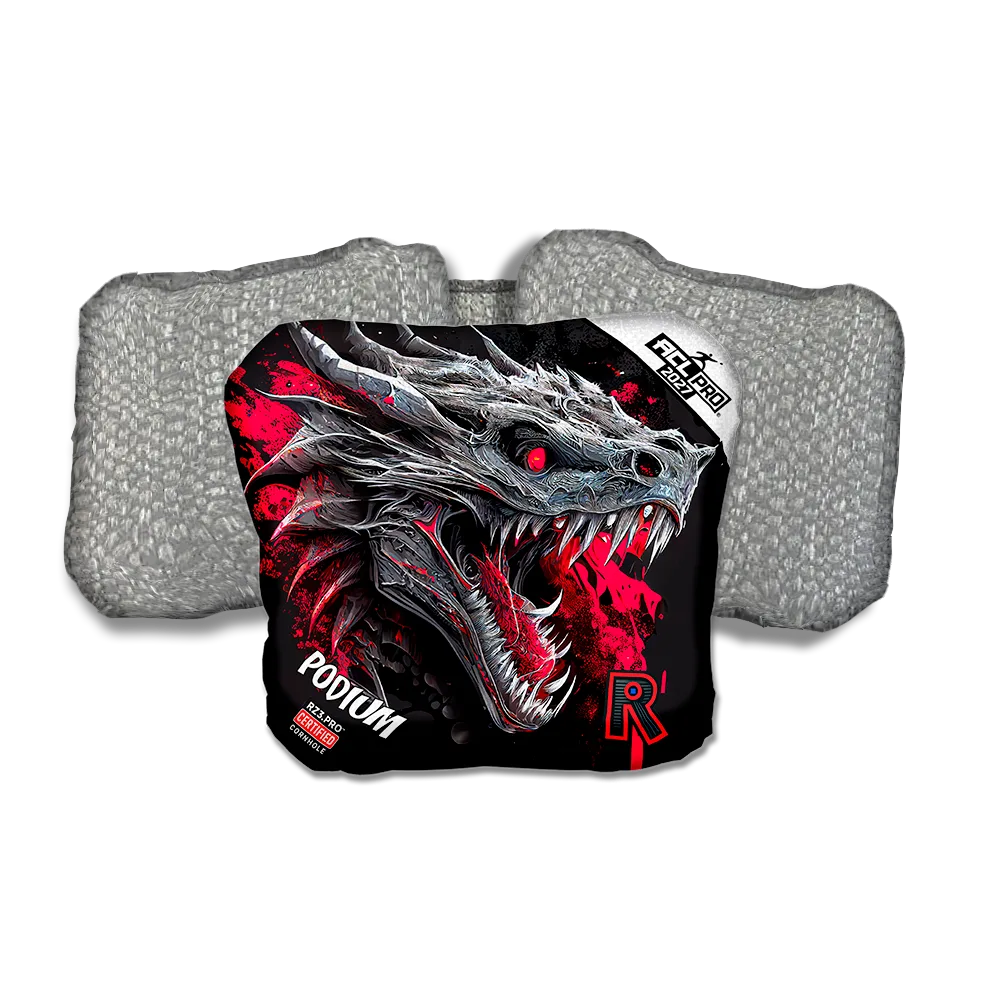 Podium PRO Dragon Black Series Silver Back Cornhole Bags