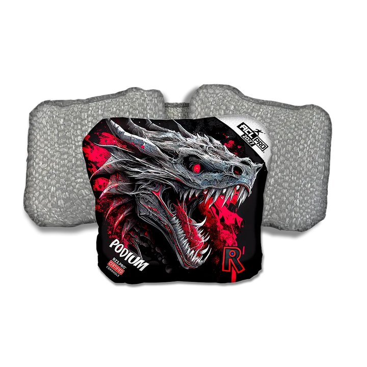 Podium PRO Dragon Black Series Silver Back Cornhole Bags