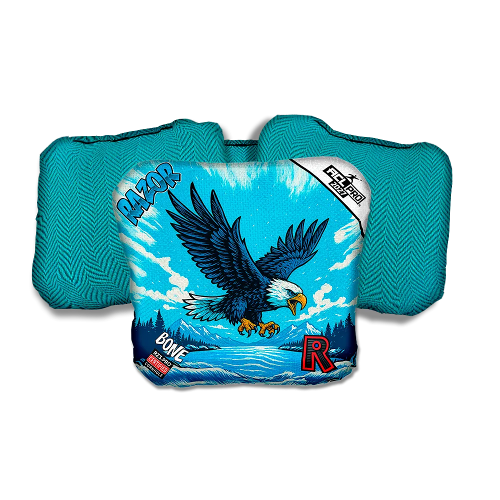 Bone PRO Alaskan Eagle Teal Back Cornhole Bags