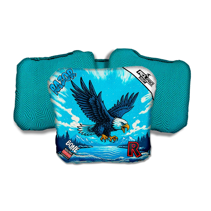 Bone PRO Alaskan Eagle Teal Back Cornhole Bags