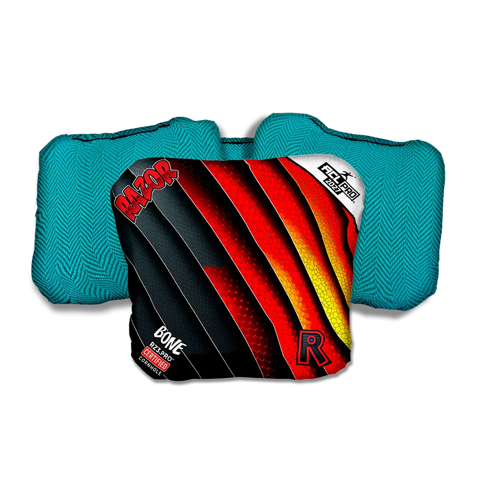 Bone PRO Edgework Teal Back Cornhole Bags