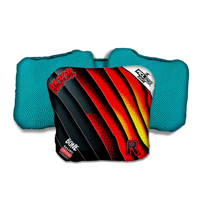 Bone PRO Edgework Teal Back Cornhole Bags