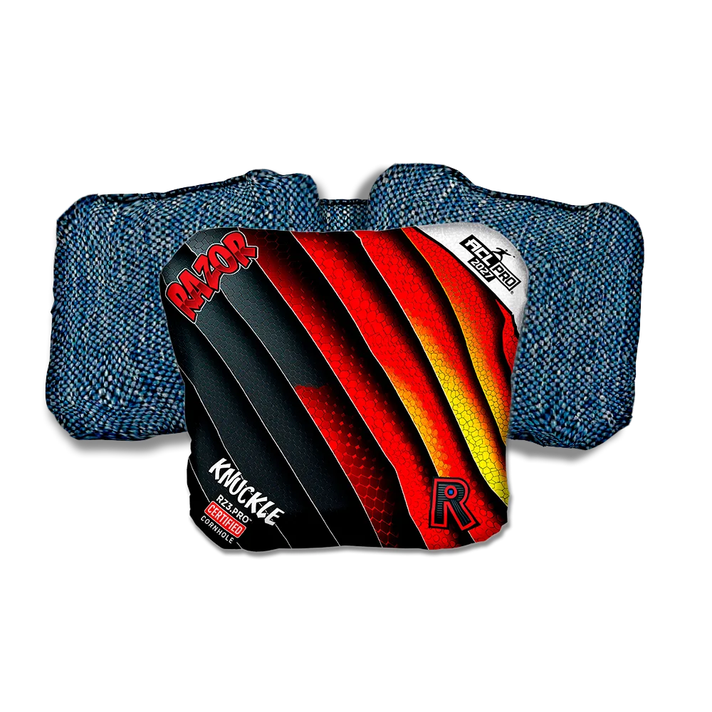 Knuckle PRO Edgework Blue Back Cornhole Bags