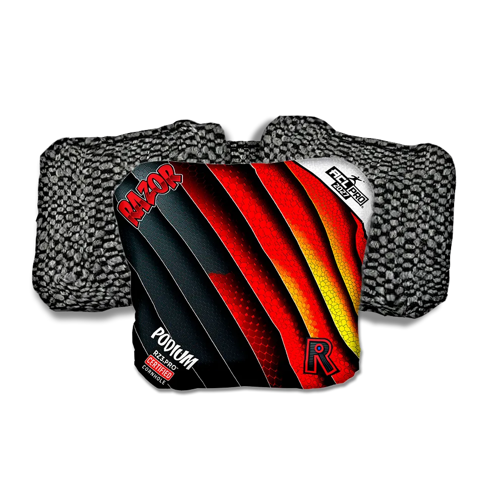 Podium PRO Edgework Black Back Cornhole Bags