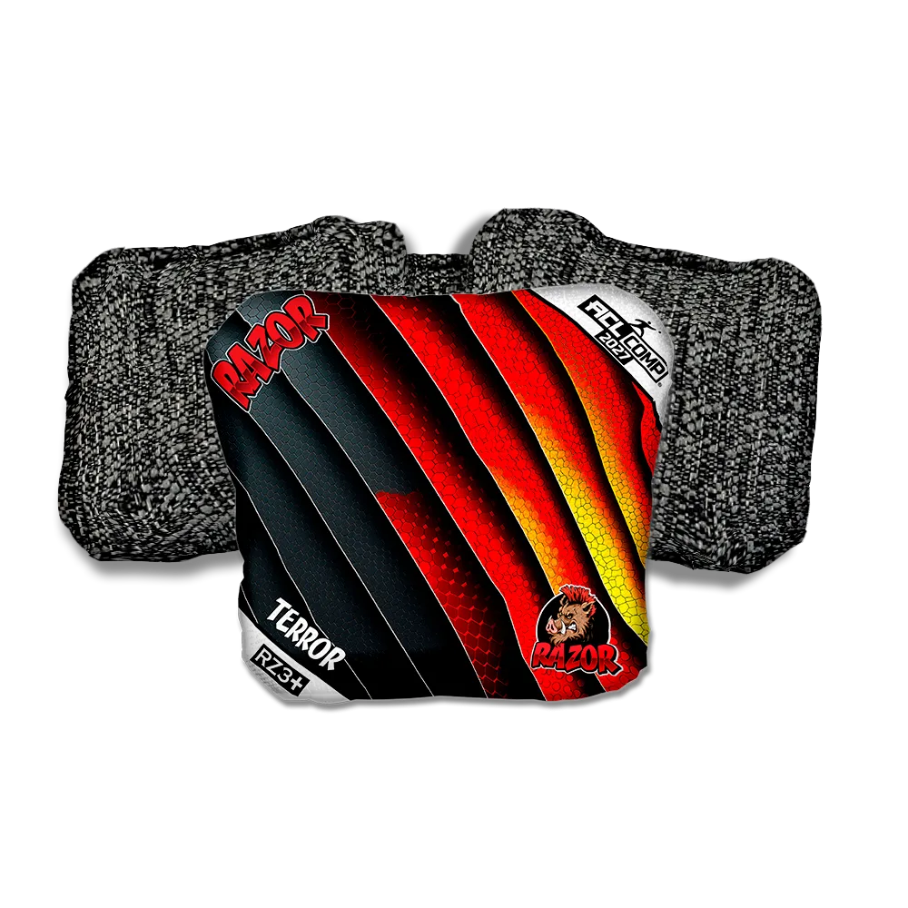 Terror COMP Edgework Black Back Cornhole Bags