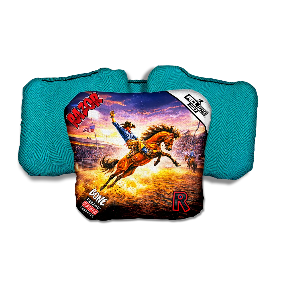 Bone PRO Eight Seconds Teal Back Cornhole Bags