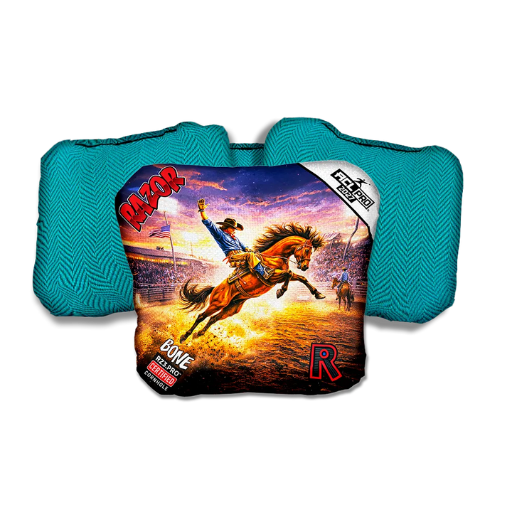 Bone PRO Eight Seconds Teal Back Cornhole Bags