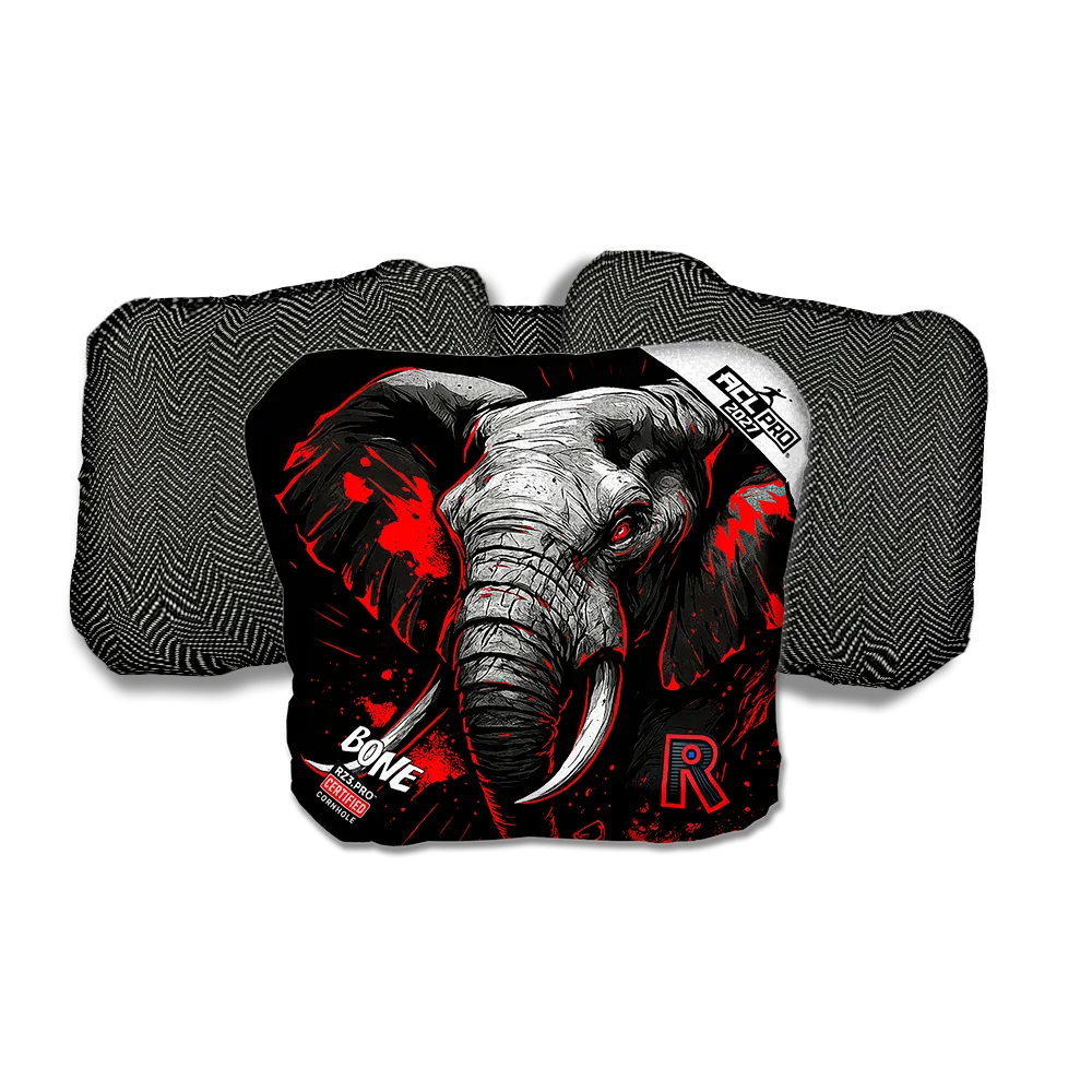 Bone PRO Elephant Black Series Black Back Cornhole Bags