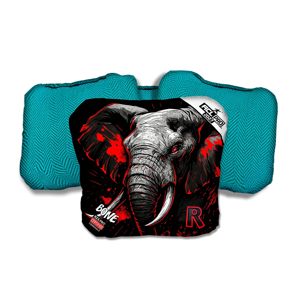 Bone PRO Elephant Black Series Teal Back Cornhole Bags