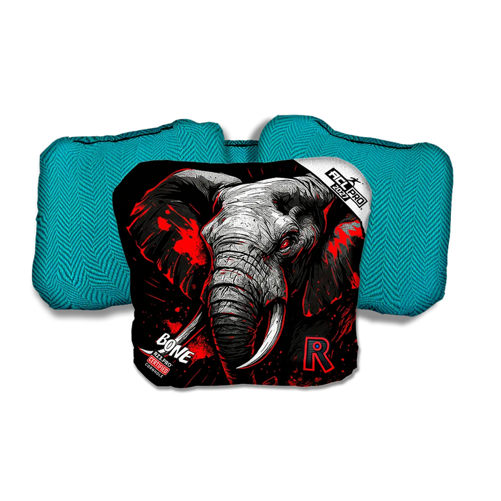Bone PRO Elephant Black Series Teal Back Cornhole Bags
