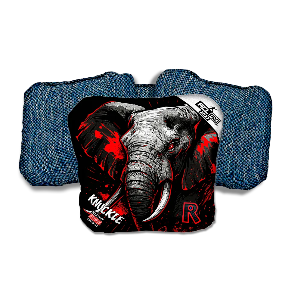 Knuckle PRO Elephant Black Series Blue Back Cornhole Bags