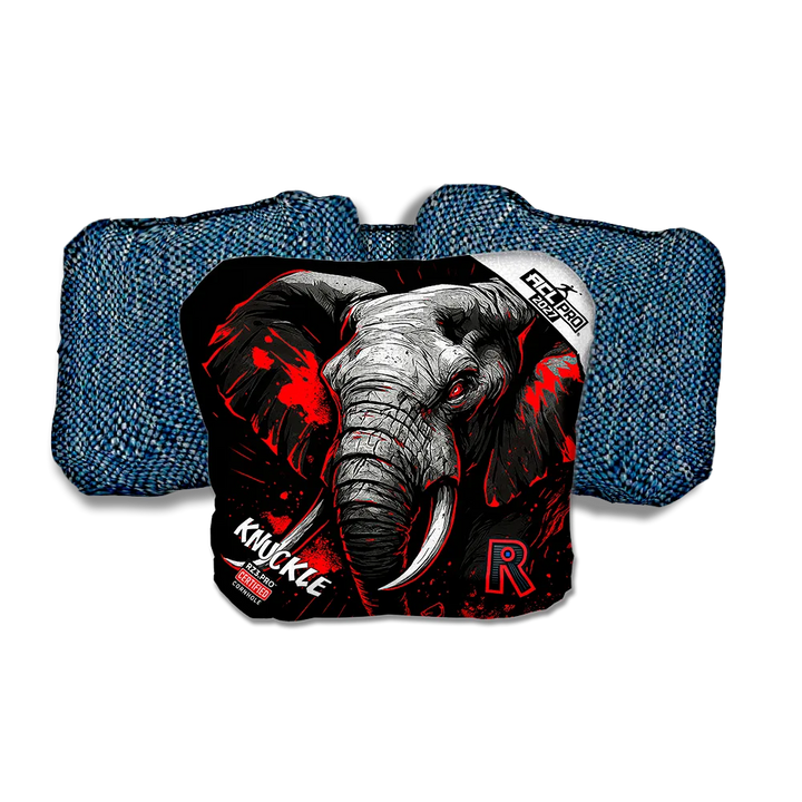 Knuckle PRO Elephant Black Series Blue Back Cornhole Bags