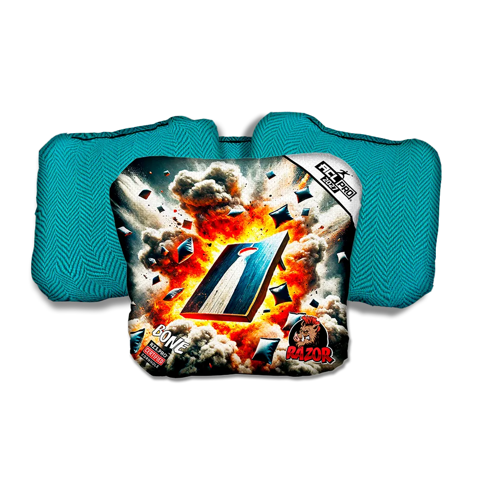 Bone PRO Explosive Teal Back Cornhole Bags