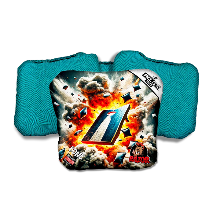 Bone PRO Explosive Teal Back Cornhole Bags