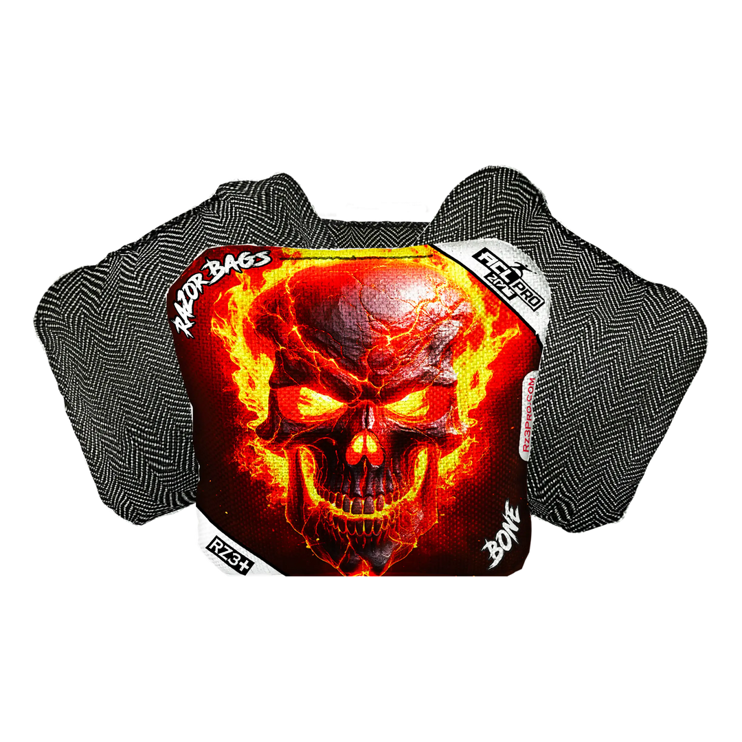 Bone | Fire Skull | ACL PRO Razor Cornhole Bags