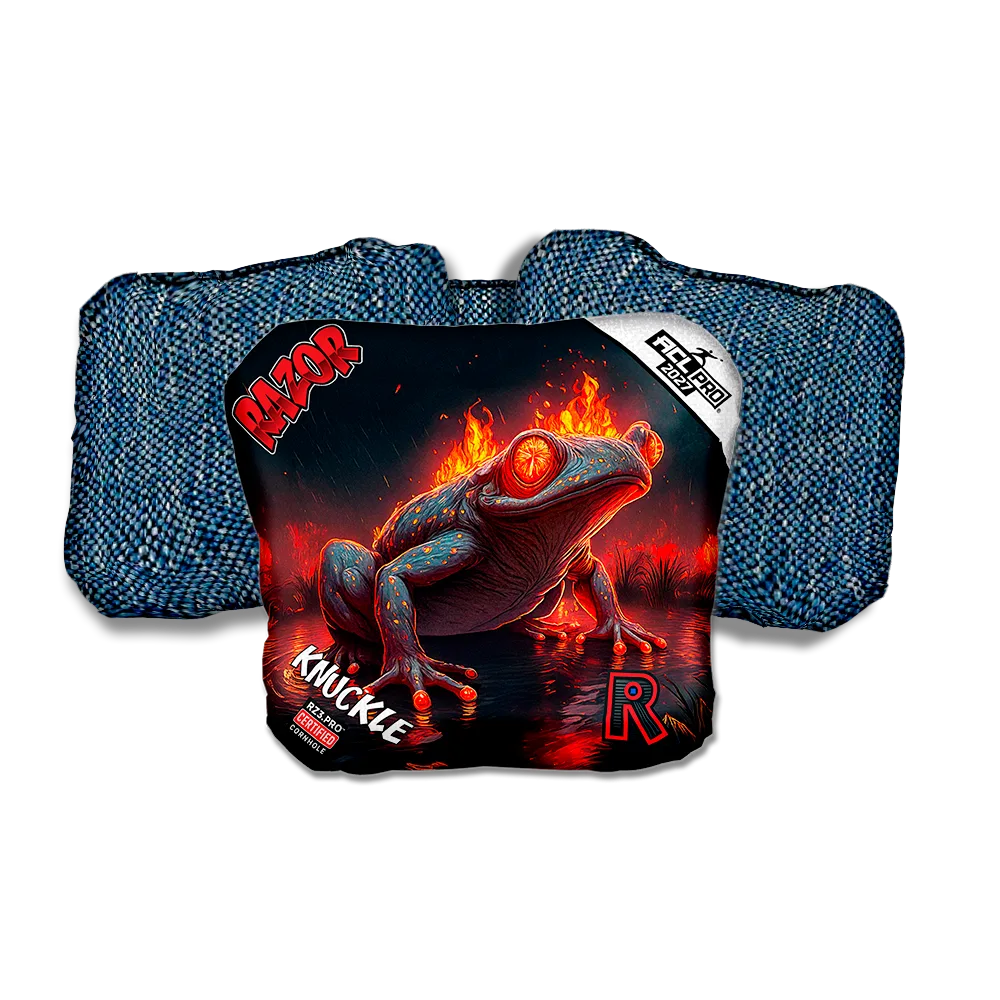 Knuckle PRO Fire Belly Blue Back Cornhole Bags