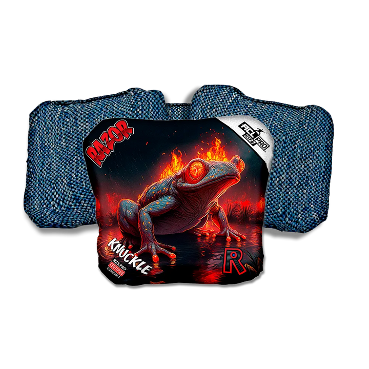 Knuckle PRO Fire Belly Blue Back Cornhole Bags