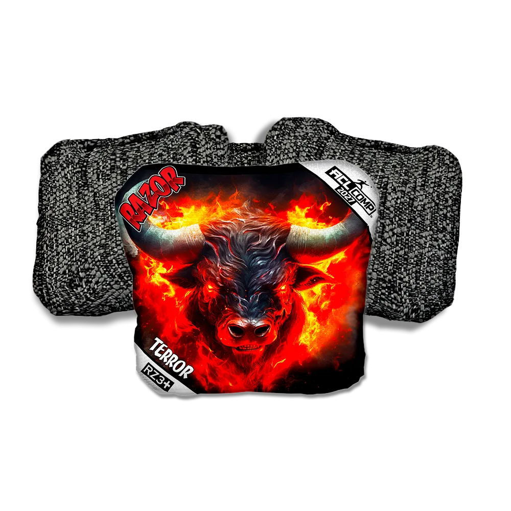Terror COMP Fire Buffalo ACL COMP Razor Cornhole Bags Black Back Cornhole Bags