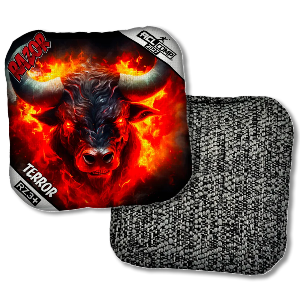 Terror COMP Fire Buffalo ACL COMP Razor Cornhole Bags Black Back Product View