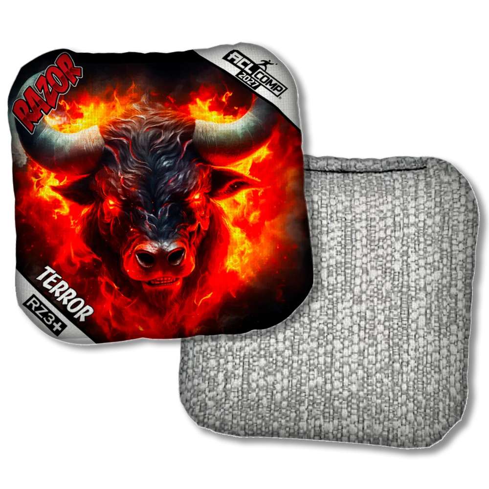 Terror COMP Fire Buffalo ACL COMP Razor Cornhole Bags Silver Back Product View