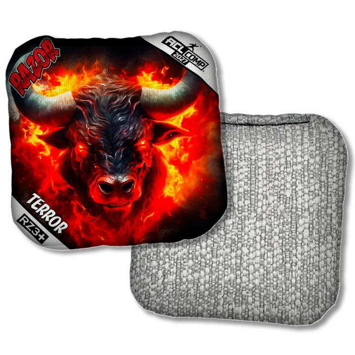 Terror COMP Fire Buffalo ACL COMP Razor Cornhole Bags Silver Back Product View