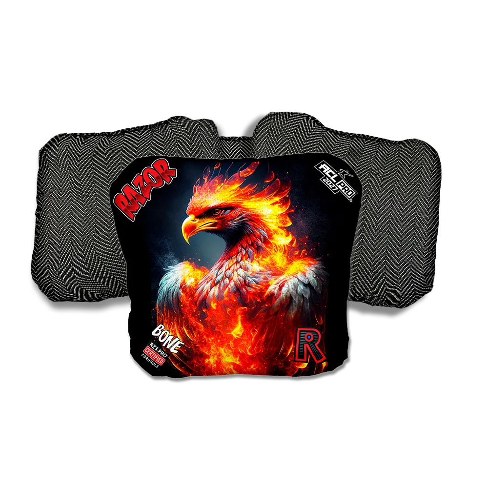Bone PRO Fire Phoenix Black Back Cornhole Bags