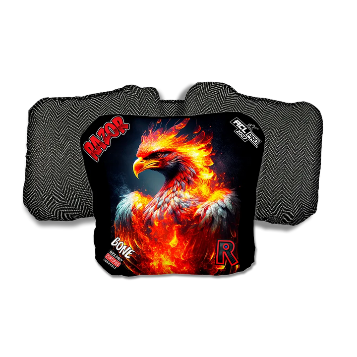 Bone PRO Fire Phoenix Black Back Cornhole Bags
