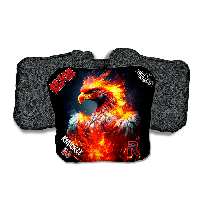 Knuckle PRO Fire Phoenix Black Back Cornhole Bags