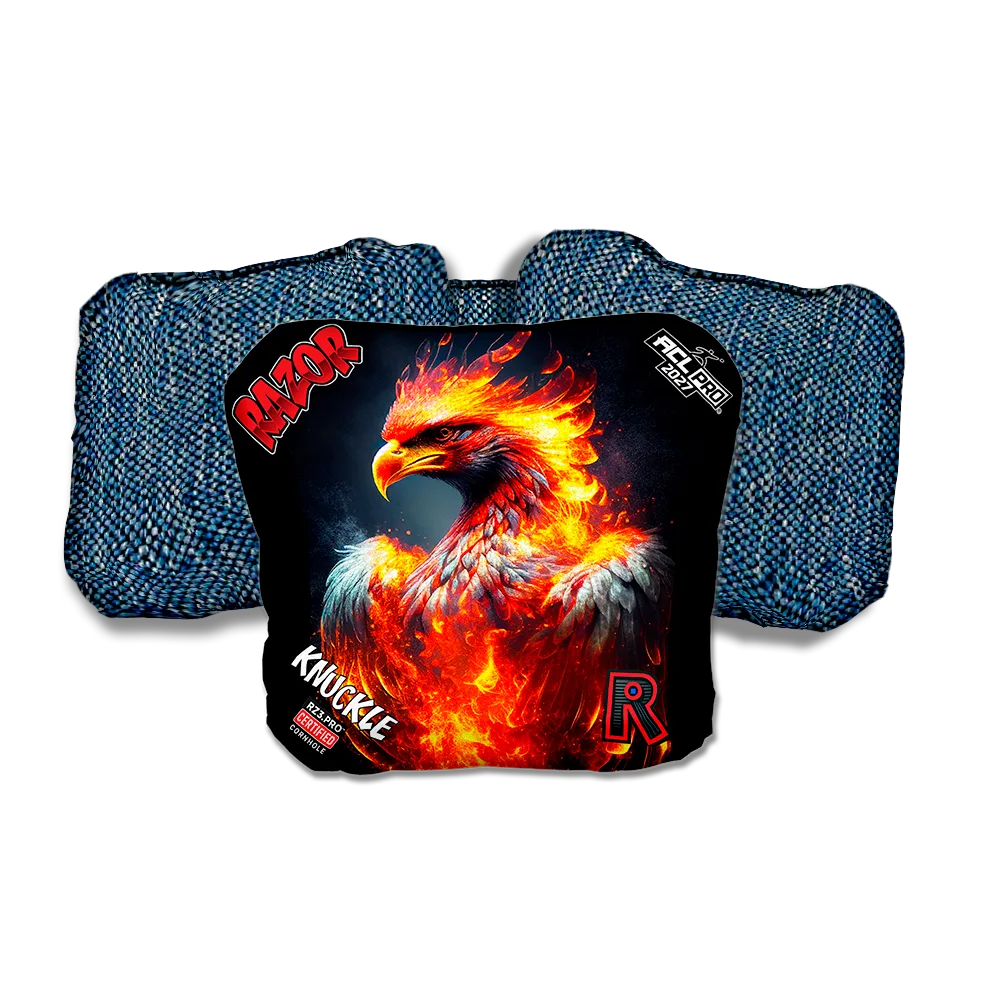 Knuckle PRO Fire Phoenix Blue Back Cornhole Bags